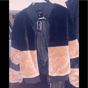 Furry Block Color Bomber